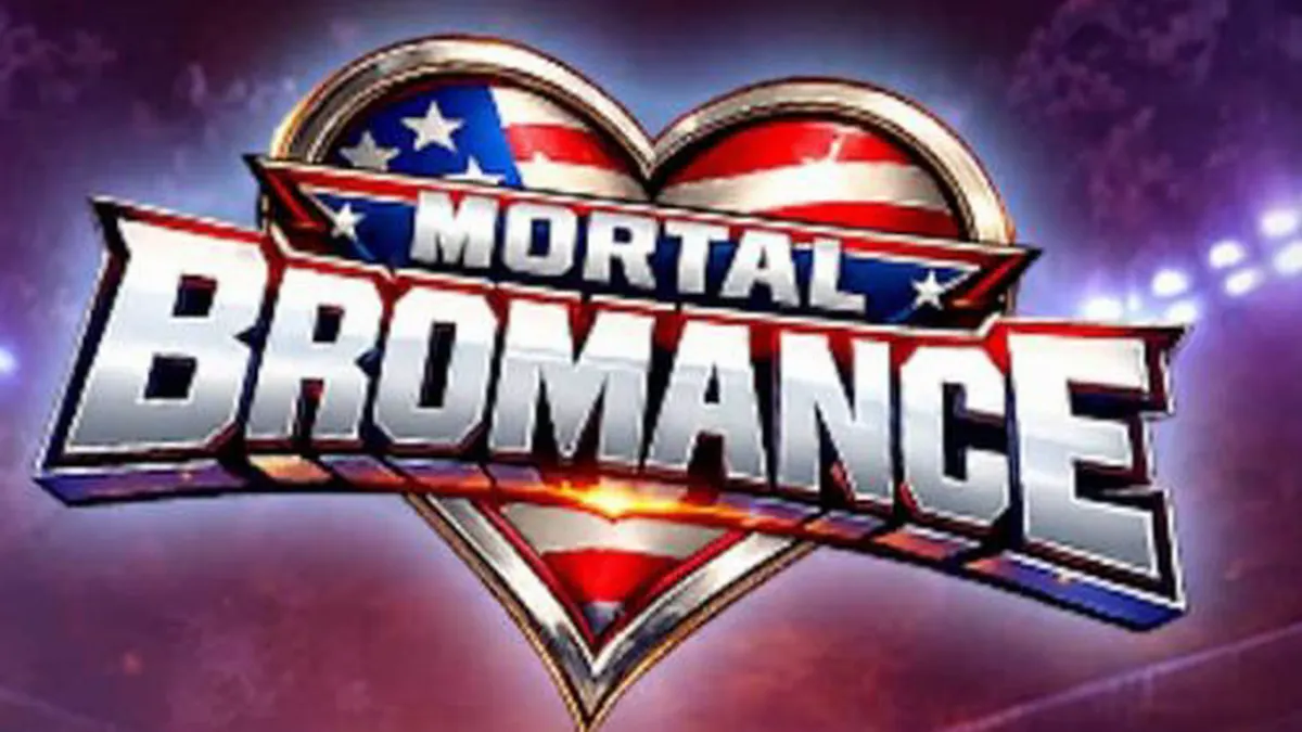 Mortal Bromance slot game interface na nagpapakita ng mga character symbols at locker room theme.